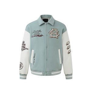 Wool Heavy Embroidery Loose Baseball Jacket