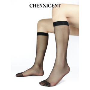 Mens Formal Ultra-Thin No-Heel Disposable Mid-Calf Plain Silk Stockings Chenxigent Simplistic Design Nylon Material Home Use