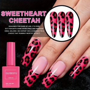 Pink Leopard Gel Nail Polish Set 3pcs 15ml Long-Lasting UV Gel Manicure Kit Nail Art Collection DIY Fashion Nail Art Collection