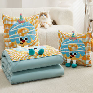 Cute Cartoon Foldable Pillow Blanket Two-In-One Office Nap Car Seat Cushion Versatile Polyester Fiber Square Fibre Home Textile