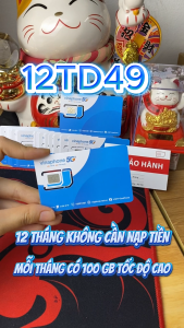 ( SIÊU SIM  ) Sim 5G Vina 12TD49 Tặng ngay 100GB/tháng Miễn Phí 12 Tháng Không Phải Nạp Tiền - Sim Dùng Toàn Quốc - ĐĂNG KÍ CHÍNH CHỦ DÙNG TRỌN ĐỜI  . FREESHIP - CHƯA KÍCH HOẠT.