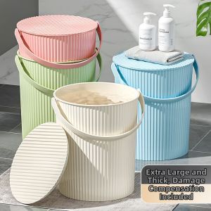 Light Shallow Storage Bucket Bath Water Pail Seat Plastic Thickened With Lid
