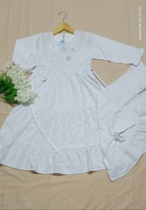 setelan gamis muslim putih gamis manasik haji anak perempuan