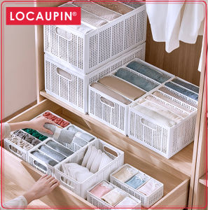 Locaupin Large Capacity Multipurpose Stackable Convenient Shirt Cloth Pant Trouser Underwear Sock Bra Towel Bedroom Wardrobe Cupboard Cabinet Closet Laundry Plastic Drawer Basket Bucket Holder Organizer Storage Box Space Saver With Divider Compartment