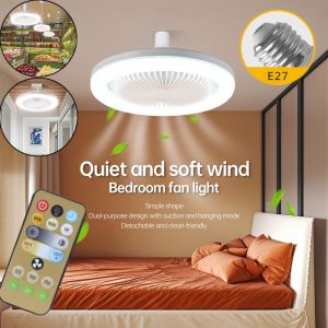 100% Ori 3 In 1 E27 Lampu Kipas Angin Plafon 36W Lampu Gantung Kepala Kipas Lampu Flush Mount untuk Kamar Tidur Kantor 3 warna TOP