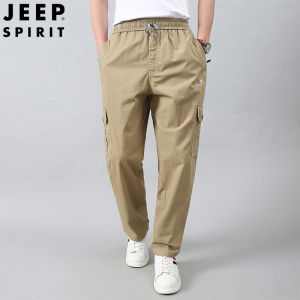 Jeep Spirit Quần Nam quá khổ quần sợi bông nhiều túi Quần Túi Hộp ống đứng dáng rộng Quần túi hộp ngoài trời
