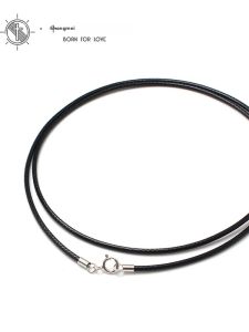 SHISHANGMEIDI | 925 Silver Clasp Necklace Black Wax Rope Coarse And Fine Red Agate Clasp Cotton Rope