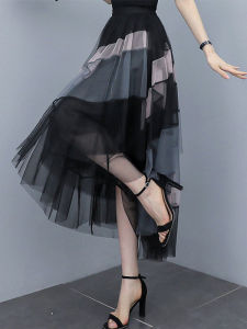 Boutique Fashion New A-line Midi Skirt Pleated Mesh