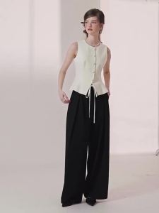 AIVEI | Spring New Stripe Dual Waist Straight Leg Leisure Pants