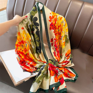 Khăn Lụa Vuông 90cm In Hoa Satin Thiết Kế Foulard Dành Cho Nữ Đa Chức Năng Lady Bandana Khăn Quàng Cổ Hijab Phụ Kiện Thời Trang