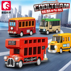 Cool Retro Bus London Hong Kong Electric Car Childrens Building Blocks Model Toy Set Kids Creative Educational Playset