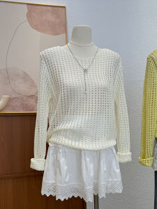 Korean Style Long Sleeve Knitted Sweater Womens Loose Hollow out Fashionable Spring Summer New Arrival Comfortable Versatile Top