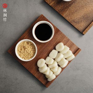 Real Wood Korean Style Card Insert Soup Sauce Dish Rectangular Shape Commercial Use Business Dinner Party Serving Plate