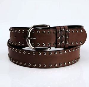 2026 New Women Belt Womens Jeans Tie-in Ladies Belt Fashion Personality Rivet Belt Senior Black Fashion