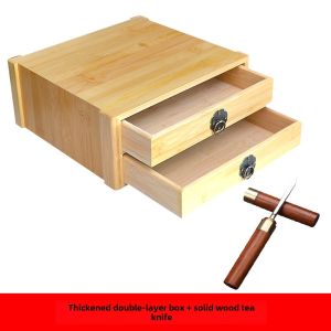 Multi-Layer Bamboo Puer Tea Cake Box Chinese Style Tea Cabinet Storage Box Tea Tray Drawer Type 357g Cake Packaging Box