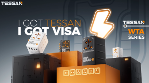 TESSAN 65W GaN Universal Travel Adaptor With Type C European Socket Adaptor Converters USB Type C Travel for Hongkong/Korea/Singapore Plug Adapter