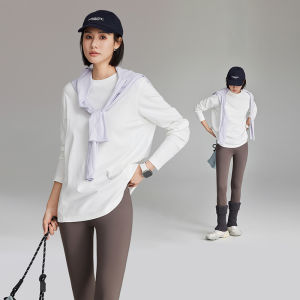 เสื้อยืดแขนยาวสีขาว Cloudspace ทรงหลวมสไตล์เกาหลี ผ้าฝ้ายผสมโพลีเอสเตอร์ ทรงปกติ ปกติ ปกติ ปกติ ปกติ