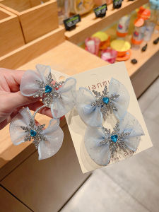 Frozen Kids Head Rope Princess Elsa Snowflake Bows Barrettes Girl Head Headdress Hairpin for Girls