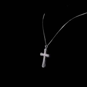 Huitan Women Cross Pendant Necklace Full Sparkling Cubic Zirconia Fashion Party Female Accessories Personality Daily Jewelry