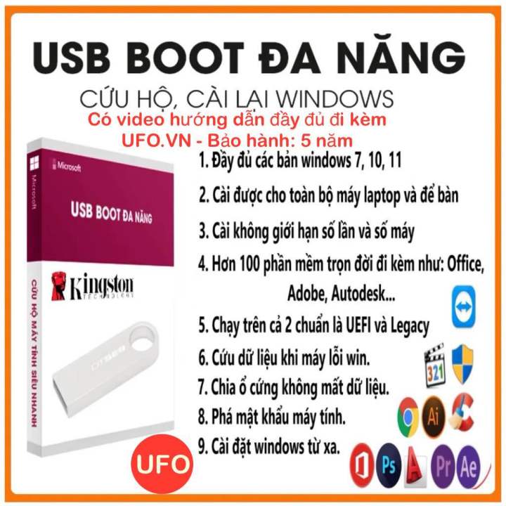 USB cài Win 7 10 11 phá Pass cứu dữ liệu boot đa năng cứu hộ máy tính ...