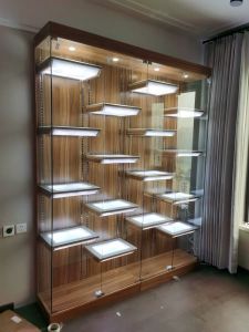 Glass Display Cabinet for Figurines And Models Small Home Use Dustproof Luxury Wine Display Stand Moving Storage Multi-functional Sliding