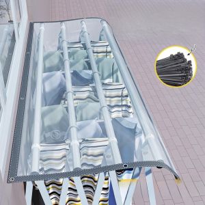 Balcony Rain Curtain Waterproof Sunshade Clothes Drying Rain Drop Prevention Windproof PVC Fabric Ideal for Windows And Doors
