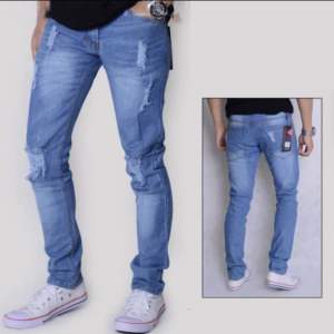 CELANA PANJANG PRIA JEANS SOBEK LUTUT//RIPEED JEANS TERBARU
