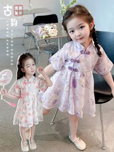 Girl Summer Clothing Dress Kids Chinese Style Han Costume Children Cheongsam Baby Girl Princess Dress One Year Old Celebration Dress Summer