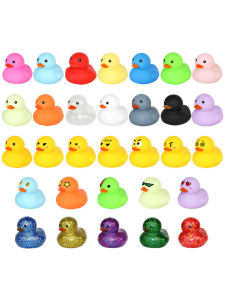 Squeezable Yellow Duck Toy Colorful No.8 Duckling Stress Relief Water Playing Decoration for Milk Tea Shop Childrens Toy