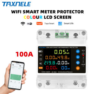 100A TUYA WiFi Smart Earth Leakage Over Under Voltage Protector Relay Device Switch Breaker Energy Power kWh Meter Smart Life