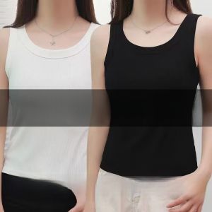 Slim Fit Ice Silk Strap Vest Women Summer Inner Wear Top plus Size Fashionable Commute Short Style Pure Color Backless Bsxv981