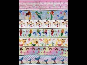 5 Meters Cartoon Printed Grosgrain Ribbon For Child DIY Crafts Gifts Wrapping Christmas Birthday Decor Mermaid Sewing Fabric