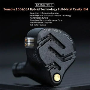 KZ ZS12 PRO X อินเอียร์หูฟังตัดเสียงรบกวนสำหรับเล่นกีฬาทำจากโลหะทั้งตัวที่อุดหูมีความสะดวกสบายในการสวมใส่1DD และ5BA ไฮบริดไดนามิกและเทคโนโลยีที่สมดุลหูฟังปรับแต่งได้พร้อมสายเคเบิลถอดออกได้2Pin สำหรับนักดนตรีออดิโอเพลง