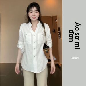 YUEZHONGWEI | Áo Sơ Mi Bảo Vệ UV Cổ Pháp Trắng
