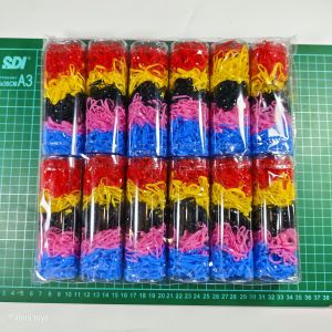 12 tabung besar (12.5 x 4cm) karet jepang tabung mika ikat rambut