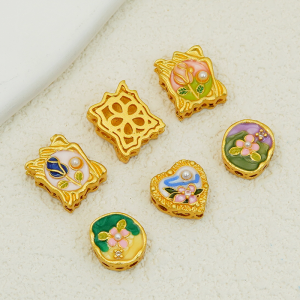 สร้อยคอลูกปัดทาสีด้วยน้ำมันโมนี จักรวาลสวนโมนี สร้อยคอ DIY ทำมือ อุปกรณ์เครื่องประดับ เครื่องประดับแฟชั่น เครื่องประดับโลหะผสม