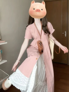 SENWA | Elegant French Pink Long Dress