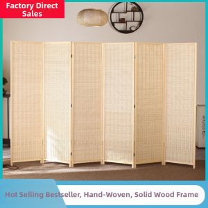 Portable Folding Bamboo Wood Room Divider