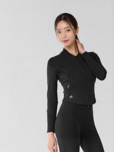Ribboned Neckline Fitted Yoga Jacket