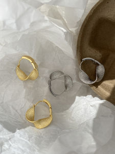 S925 Silver Needle Geometric Circle Twisted Texture Earrings Womens Anti-allergy Simple Fashion Jewelry Ear Cuffs