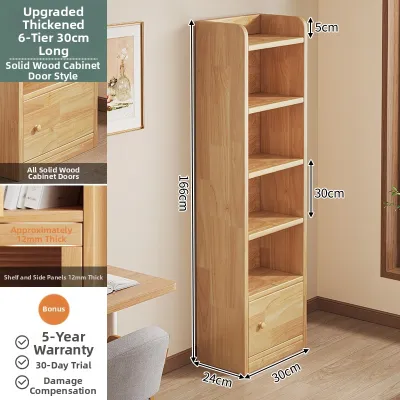 Corner Dustproof Door Childrens Bookcase Solid Wood Standing Cabinet