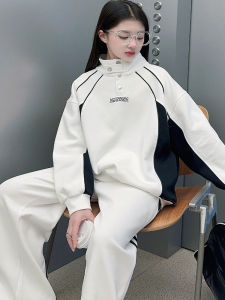 MPW | ชุดกีฬาเด็กผู้หญิง ชุดสองชิ้น แฟชั่นฤดูใบไม้ผลิและฤดูใบไม้ร่วง เสื้อสเวตเตอร์และกางเกงขายาว สไตล์เกาหลี MPW