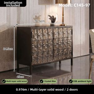 Luxury Italian Crystal Brick Wine Sideboard