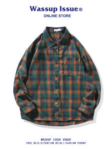 Retro Plaid Long Sleeve Mens Shirt for Spring and Autumn