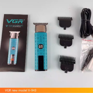 VGR V-943 Cordless Hair Clipper with Digital Display Rechargeable Hair Cutting Kit Waterproof Stainless Steel Blade Low Noise Trimmer for Men Kids Home Use