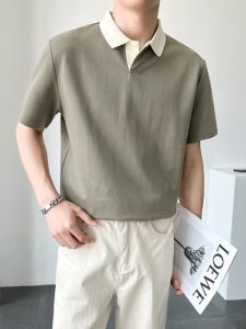 American Style Thin Short Sleeve Polo Shirt Men Summer Trendy Brand Shirt Collar Plol Shoulder High Sensation Handsome Body T-Shirt