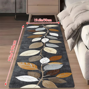 VIKAMA Leaf Pattern Gradient Grey Kitchen Rug Doormat Welcome Mat Runner Rug Winter Rug For Bedroom Warm Carpet For Live Room