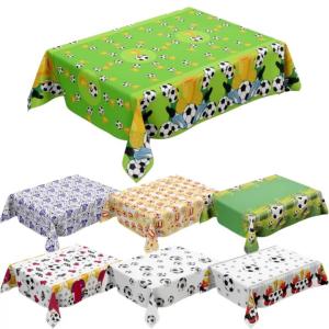 Kids Boys Soccer Football Themed Disposable Plastic Rectangular Tablecloth Baby Shower Birthday Party Decorations