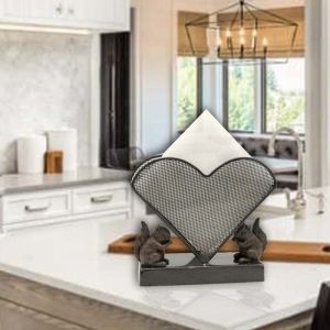 American Style Cute Heart Shaped Tabletop Napkin Holder Fine Wire Mesh Squirrel Bird Decorative Box Paper Seat Kitchen Storage