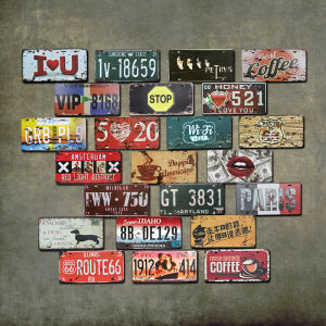 American Style Retro Creative License Plate Iron Skin Painting Barbecue Shop Bar Wall Pendant Industrial Style Wall Hanging Decoration